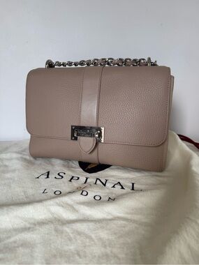Aspinal of London Large Lottie bag in soft taupe pebble leather